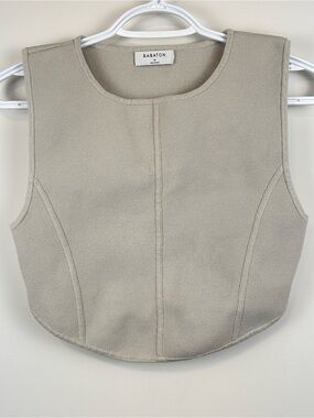 Aritzia Babaton Textured Knit Sleeveless Crop Top Light Taupe M